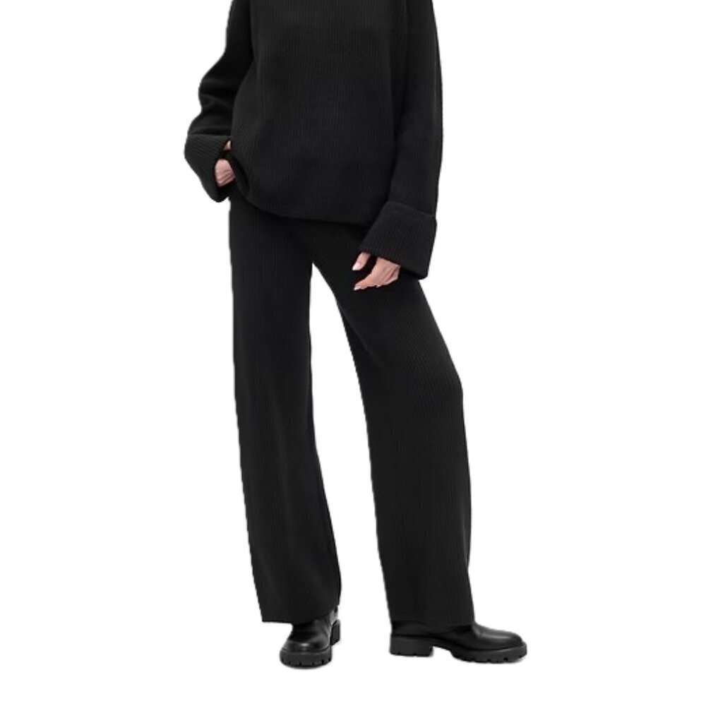 NWT Gap CashSoft Shaker-Stitch Ribbed Sweater Knit Pants XLT Wide Straight Leg